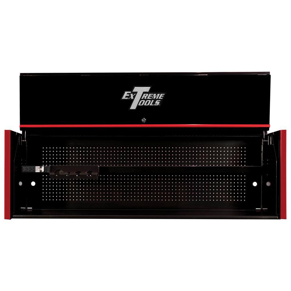 Extreme Tools RX Series 72 in. 0-Drawer Triple-Bank Extreme Power Workstation Hutch in Black with Red Trim RX722501HCBKRD