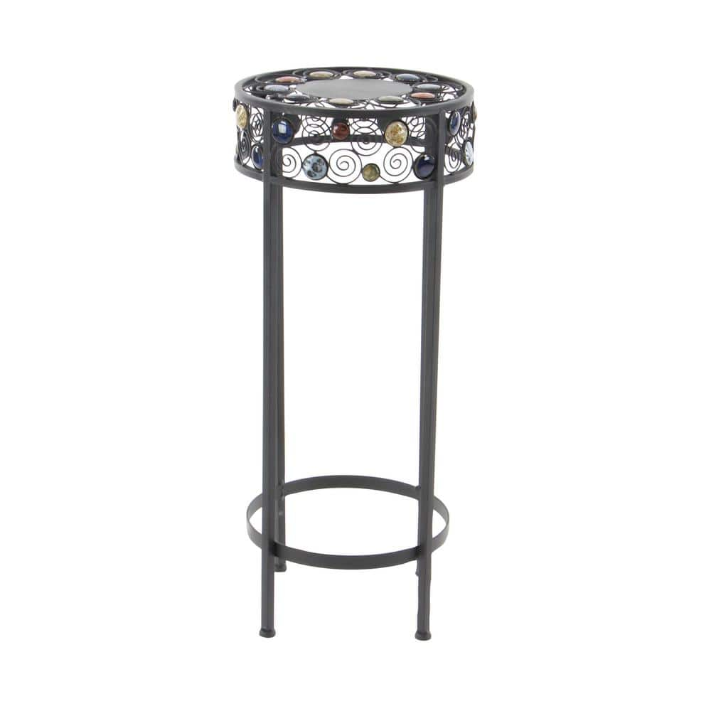 Litton Lane 27 in. x 12 in. Black Metal Traditional Plantstand (Set of 3) 61530