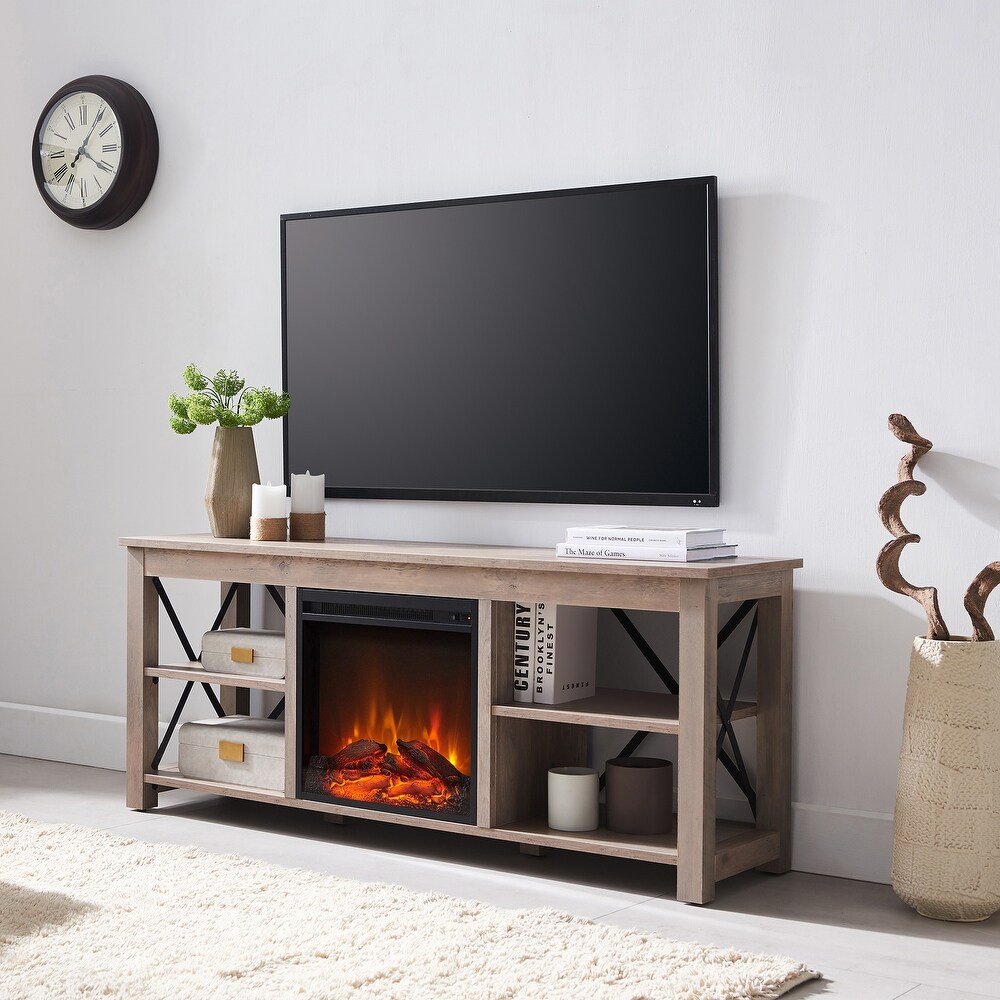 Sawyer TV Stand with Log Fireplace Insert