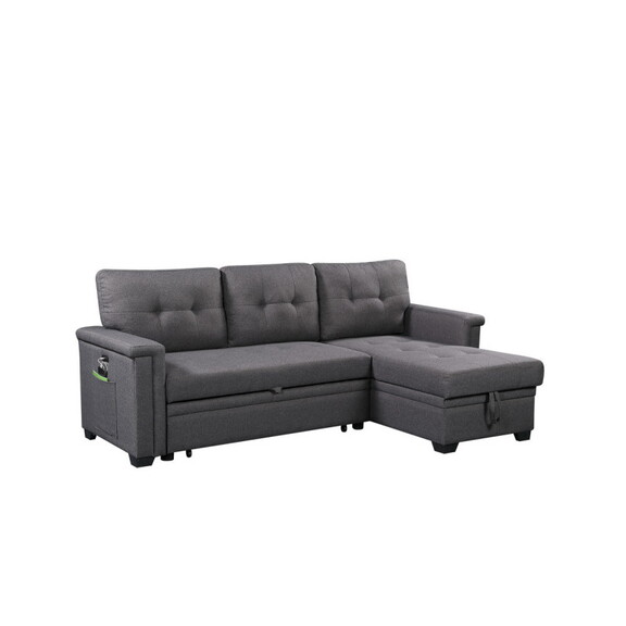 Nathan Dark Gray Reversible Sleeper Sectional Sofa...