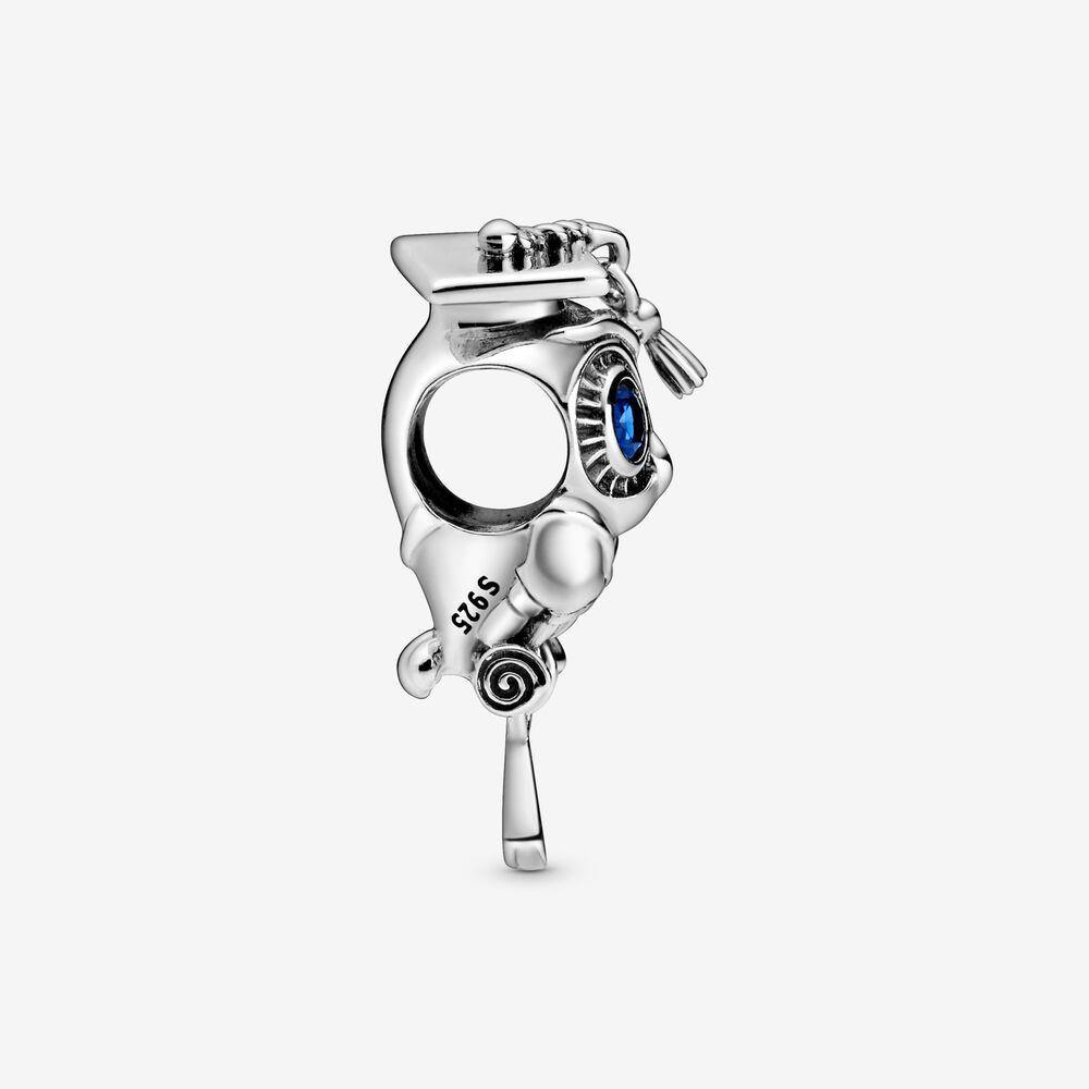 PANDORA  MOMENTS Wise Owl Graduation Charm with Blue Crystal