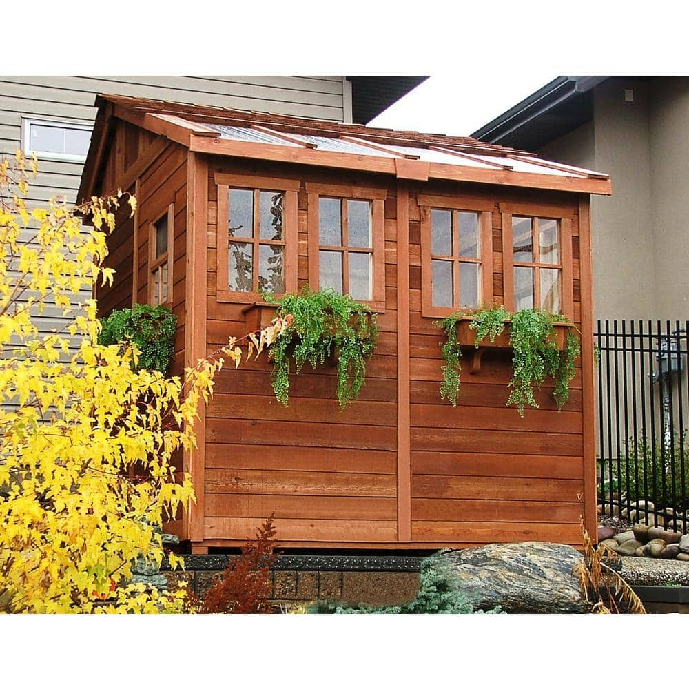 Outdoor Living Today Sunshed 8 ft. x 8 ft. Western Red Cedar Garden Shed SSGS88