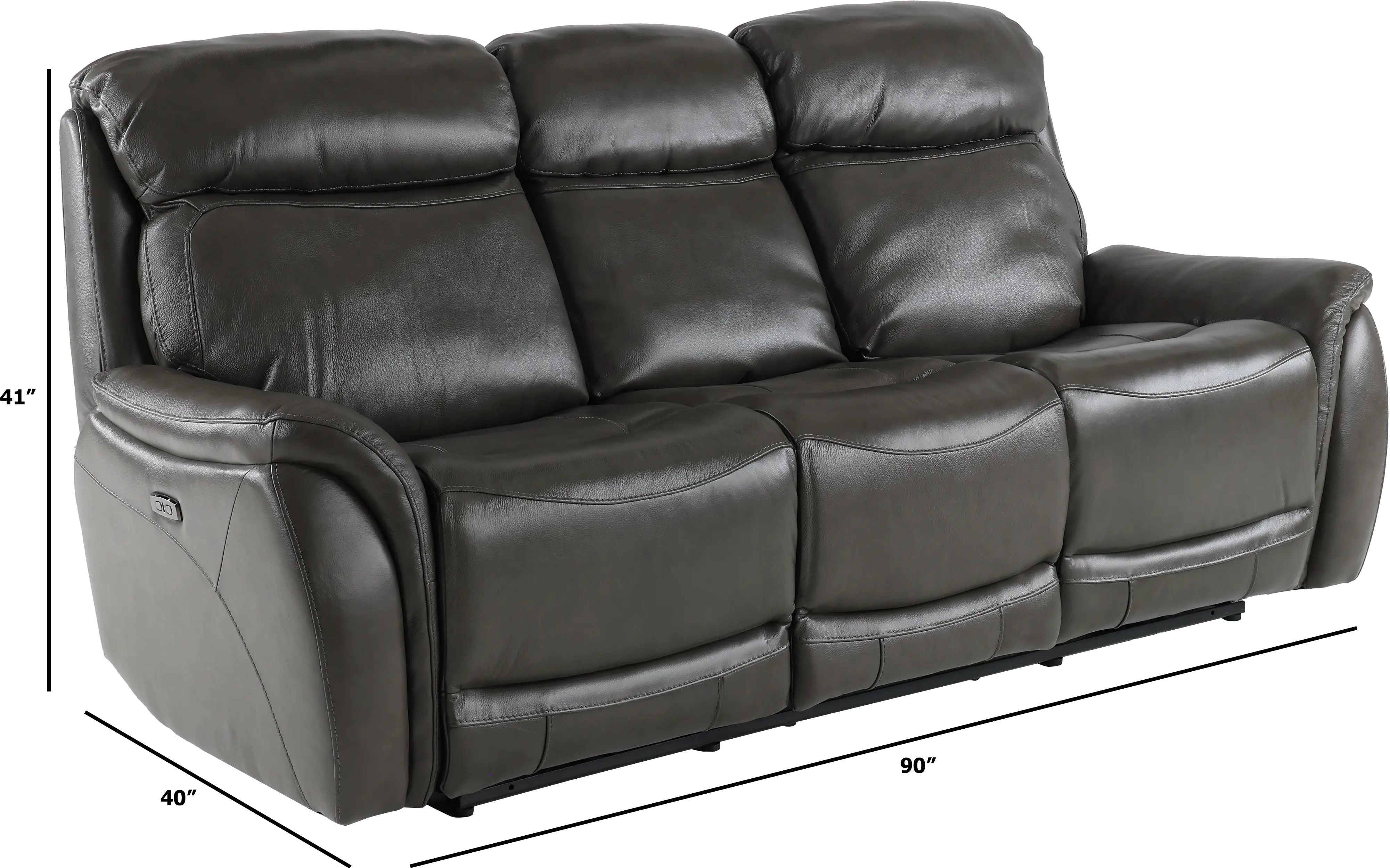 Happy Happy Gray Leather-Match Dual Power Reclining Sofa