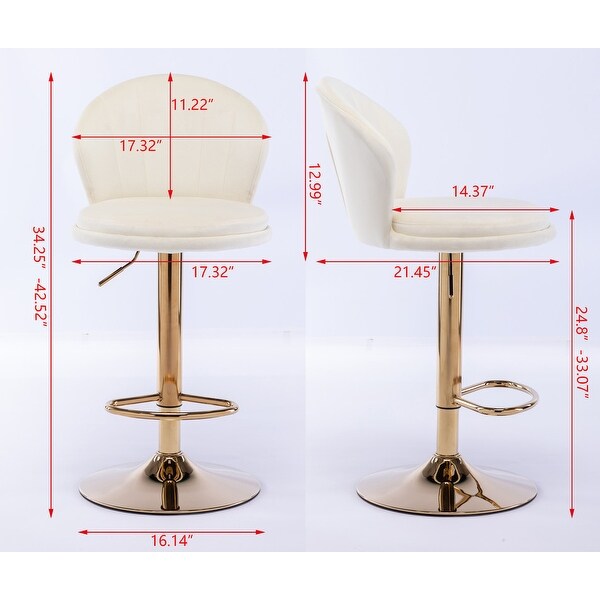 Round Swivel Adjustable Bar Stools with Footrest and Base