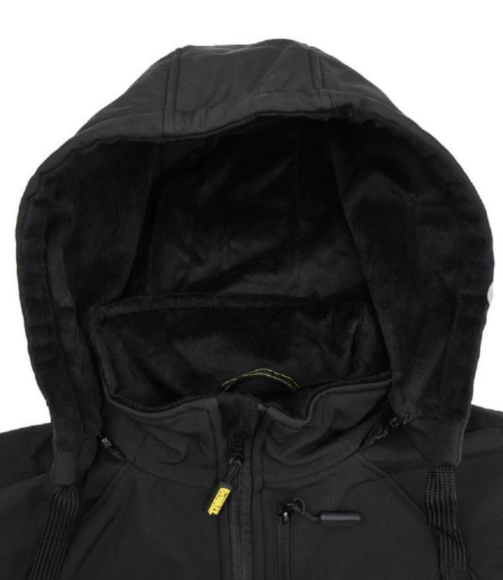 Hooded Soft Shell Jacket， Kitted: Battery， Adapter and Charger， Black ; XL ;