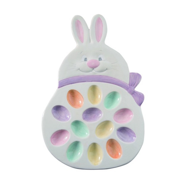 Transpac Dolomite 15 In Multicolor Easter Figural Bunny Egg Plate