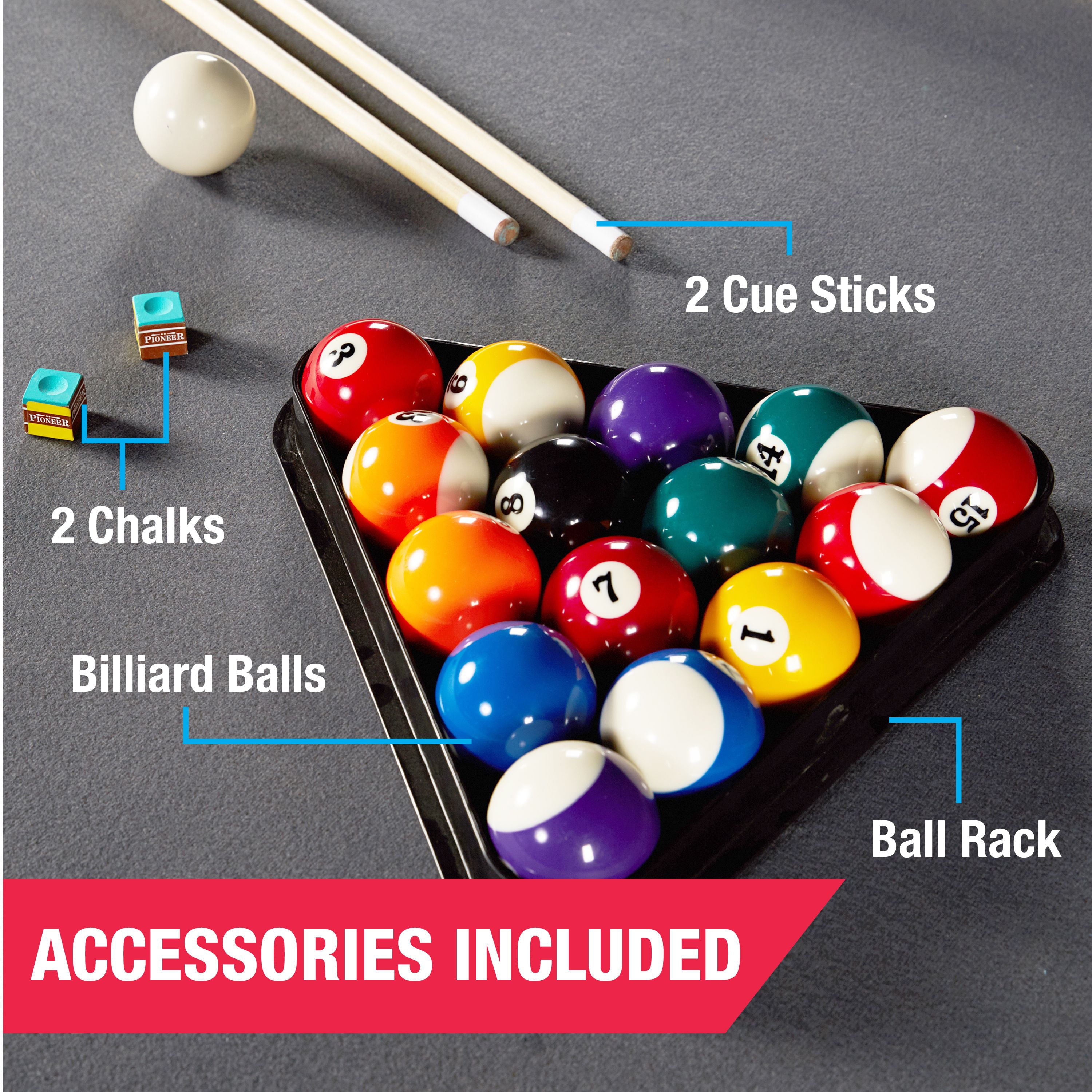 MD Sports 7.5' Titan Drop Pocket Table With Pool Ball and Cue Stick Set