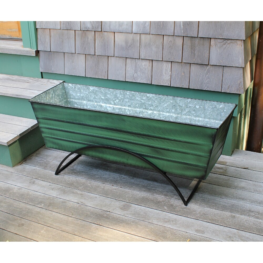 Achla Designs Large Galvanized Steel Flower Box with Odette Stand  35 25 Inch Wide  Green