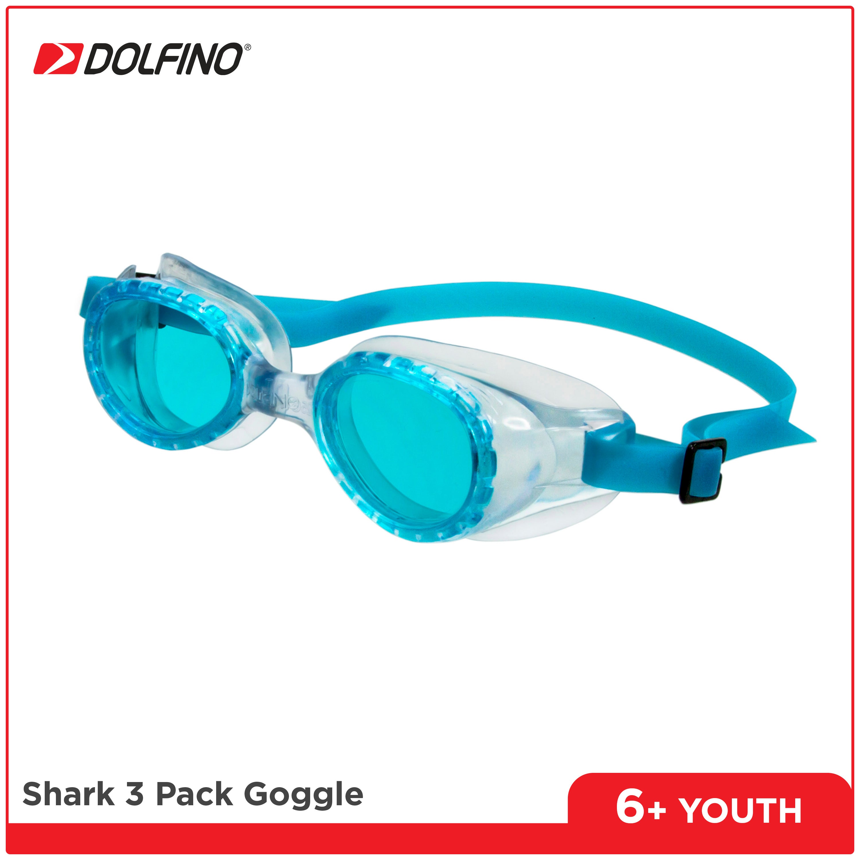 Dolfino Youth Latex Free Swim Goggles with Silicone Strap and UV Protection (3 Pack)