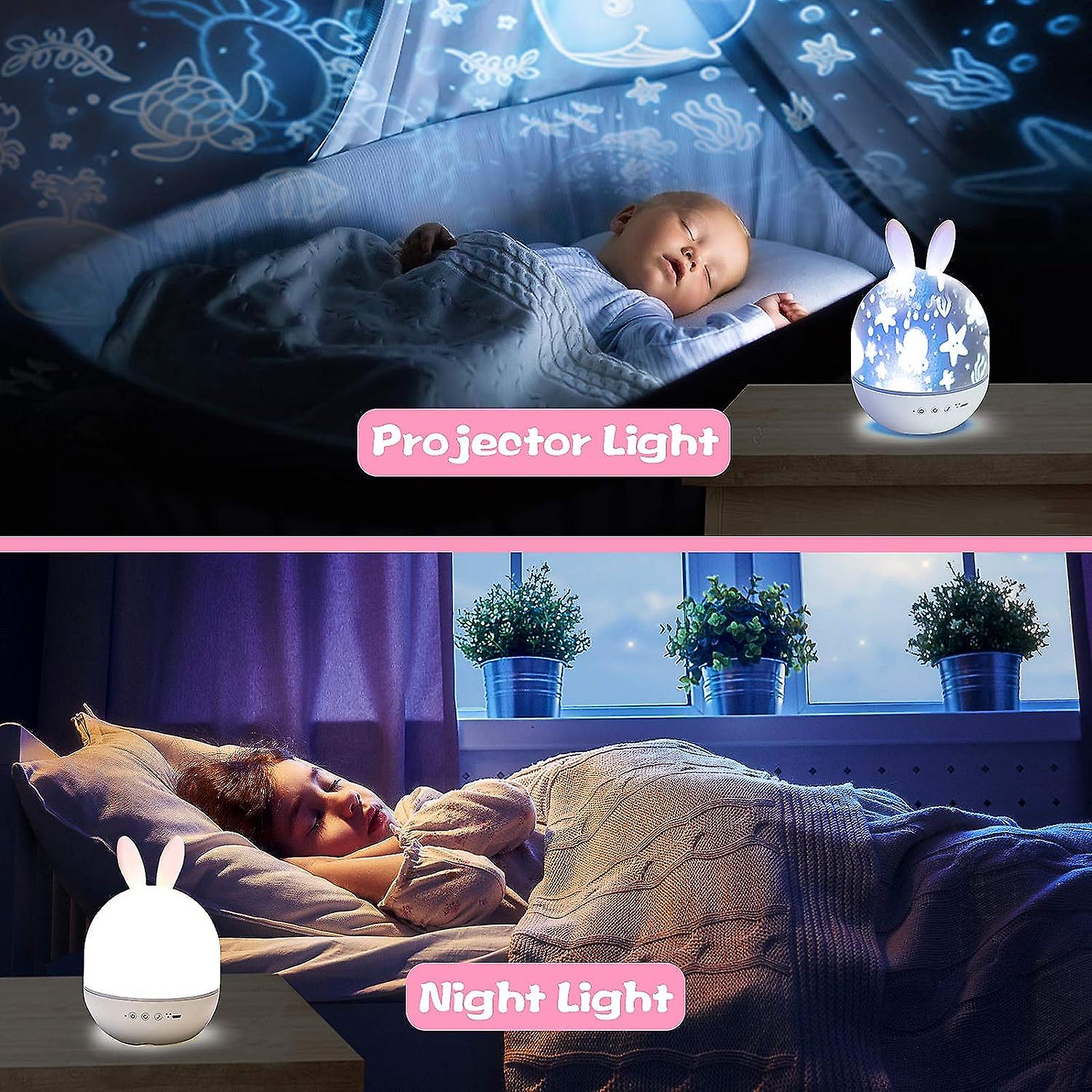 Night Light For Kids，rotating Starry Night Light Projector With Remote Control，6 Films，usb Rechargeable，soothe Musics，bedside Lamp Nursery Light For B