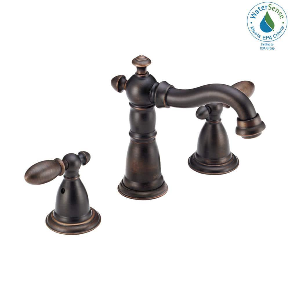 Delta Victorian 8 in Widespread 2Handle Bathroom Faucet with Metal Drain Assembly in Venetian Bronze