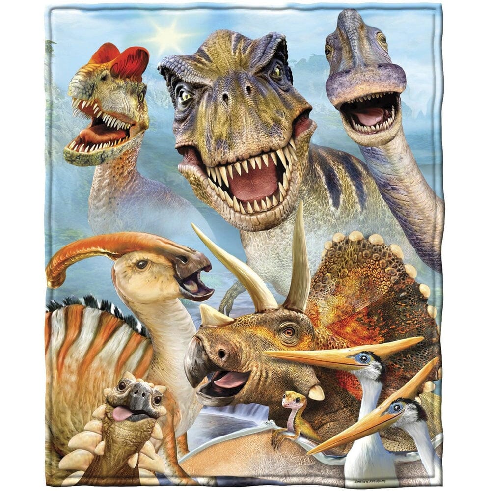 Dinosaurs Selfie Super Soft Plush Fleece Throw Blanket