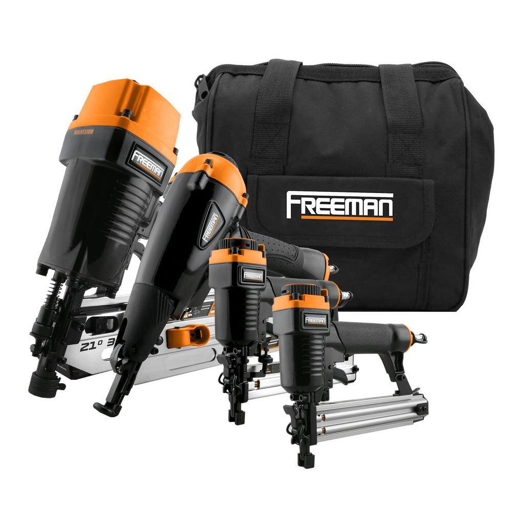 Freeman Pneumatic Framing and Finishing Nailer and Stapler Kit with Bag (4-Piece) P4FRFNCB