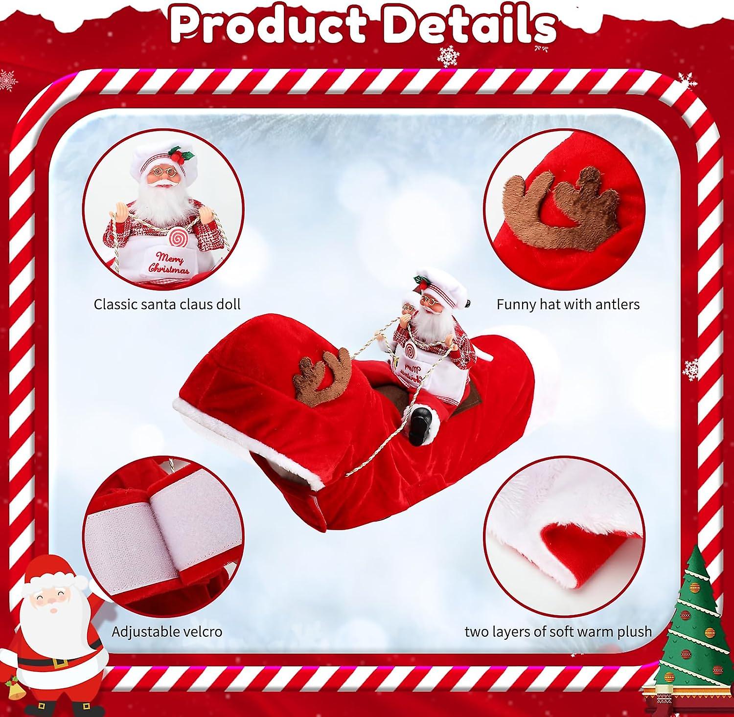 Santa Dog Costume Christmas Pet Clothes Santa Claus Riding Pet Cosplay Costumes Party Dressing Up Dogs Cats Outfit Dogs Cats  chef Santa Small Sizes