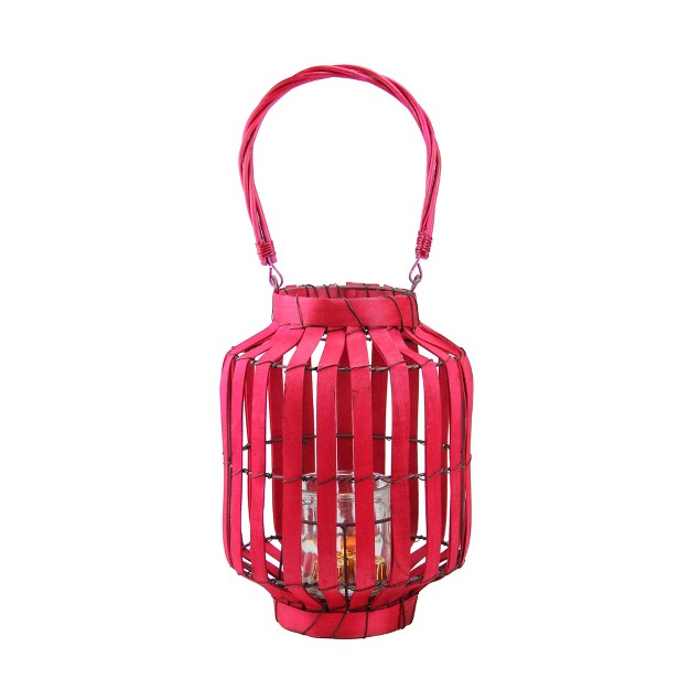 Tropicalia Blush Red Cabana Tiki Bar Votive Candle Holder Lantern