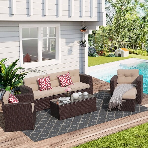 Outdoor 7Piece Wicker Sectional Sofa Set