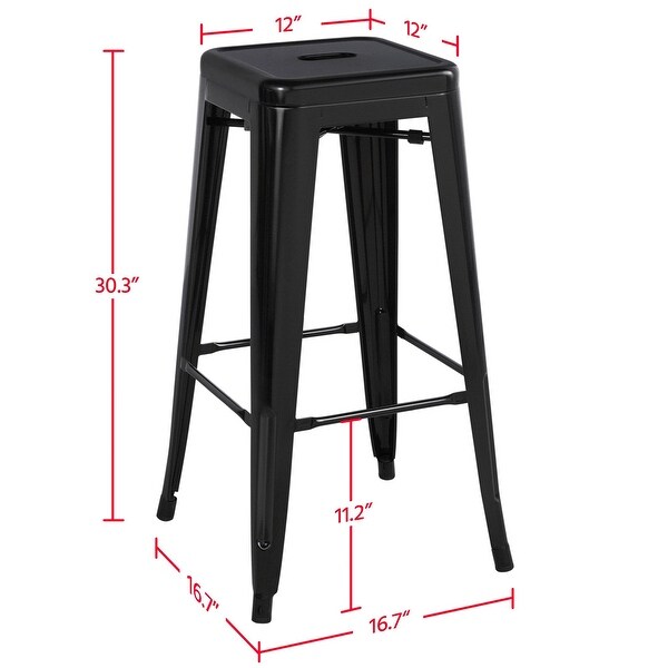 30'' Metal Barstools Set of 4 Counter Bar Stool Stackable Chairs for Bistro/Patio/Cafe/Restaurant - as picture