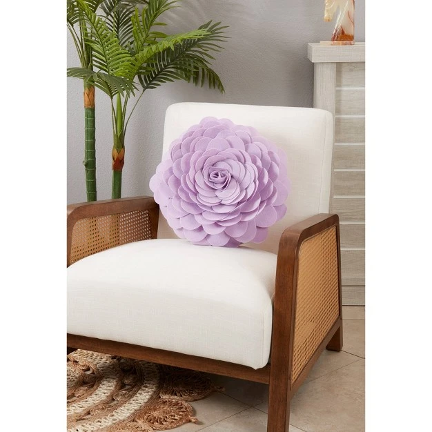 Flower Design Round Throw Pillow