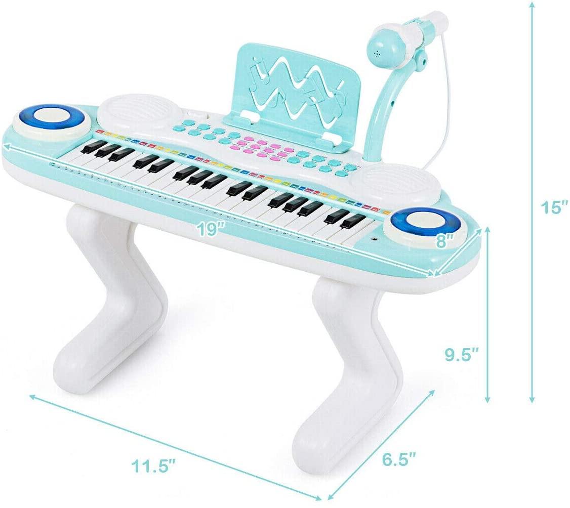 Costzon 37-Key Keyboard Piano for Kids with Detachable Legs, Music Score, Build-in MP3 Songs