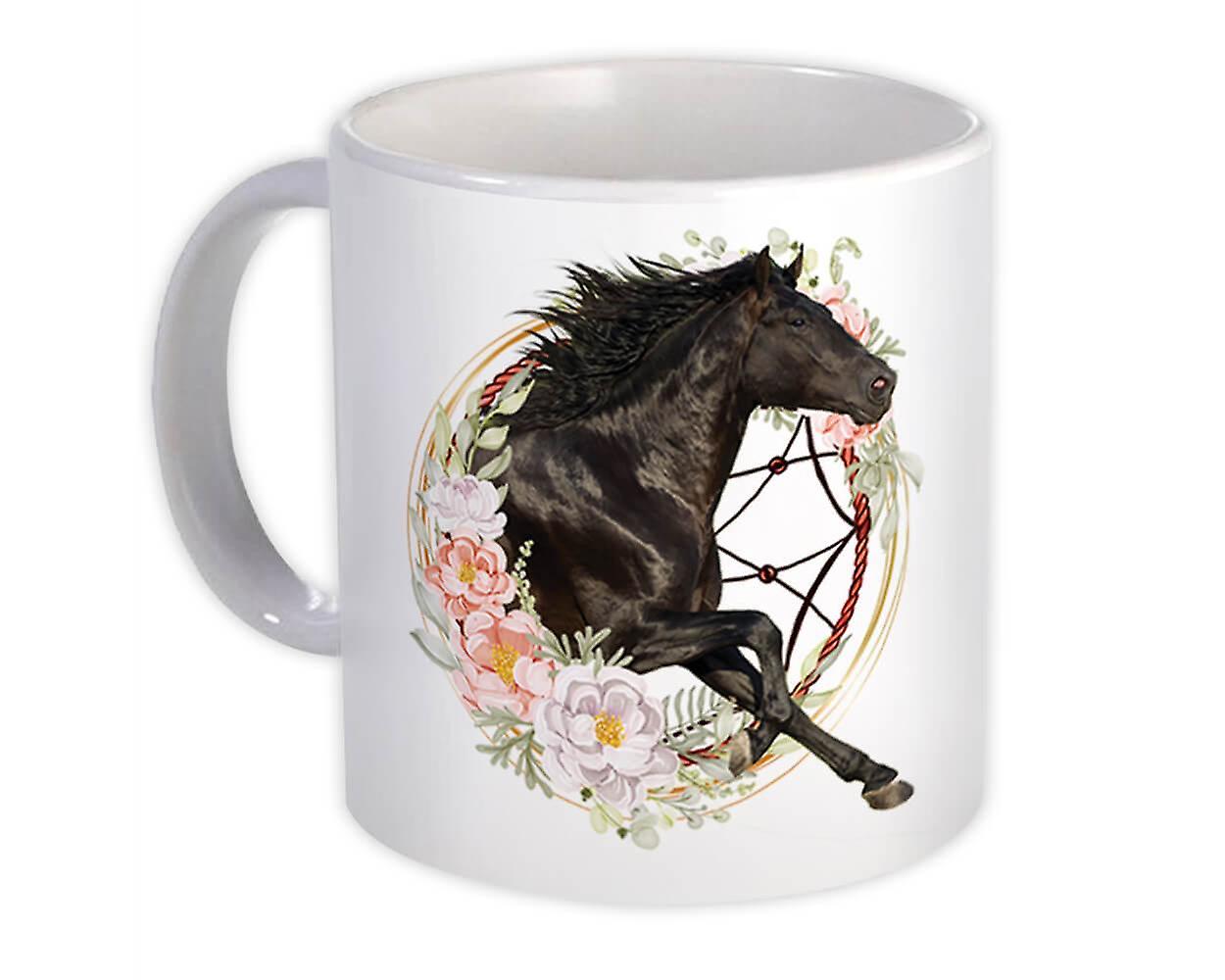 Gift Mug: Horse Flower Frame Floral