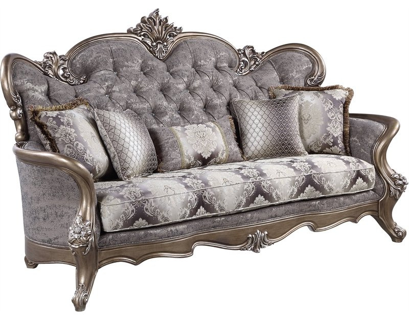 ACME Elozzol Loveseat with 3 pillows in Fabric  ampAntique Bronze Finish   Victorian   Loveseats   by Homesquare  Houzz