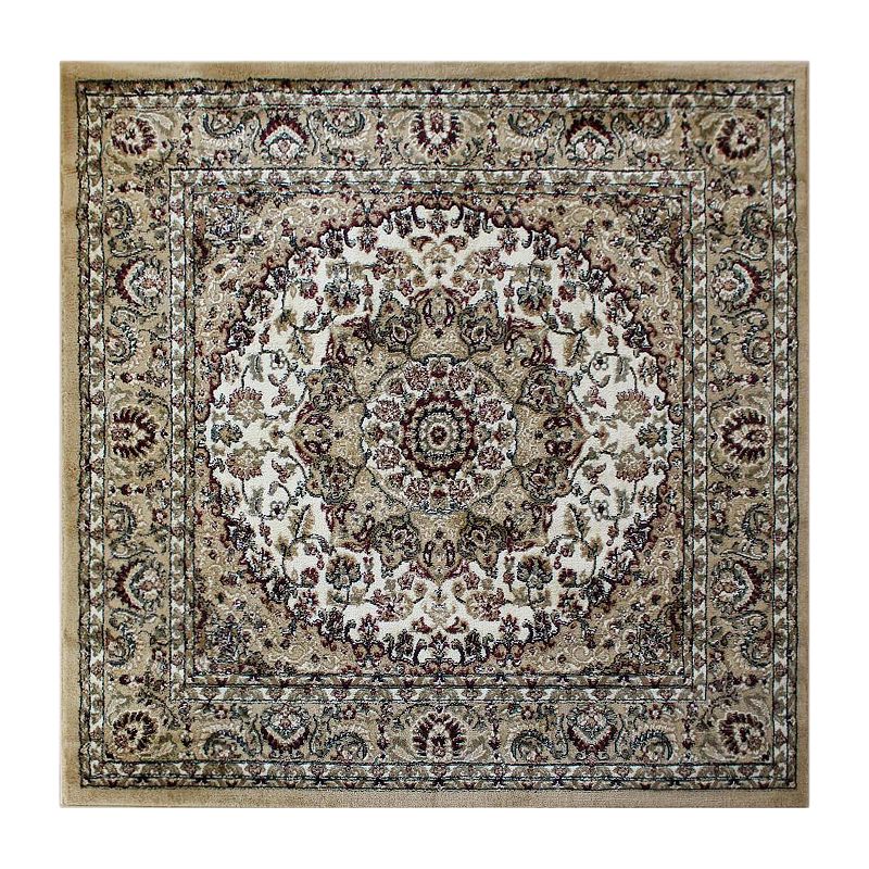 Masada Rugs Masada Rugs Bellagio Collection 4'x4' Traditional Square Area Rug in Ivory - Design B401