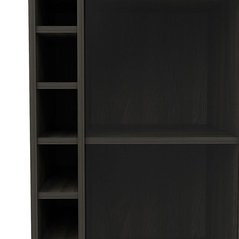 TUHOME Dukat Wine and Liquor Bar Storage Cabinet Cart with Glass Door， Espresso