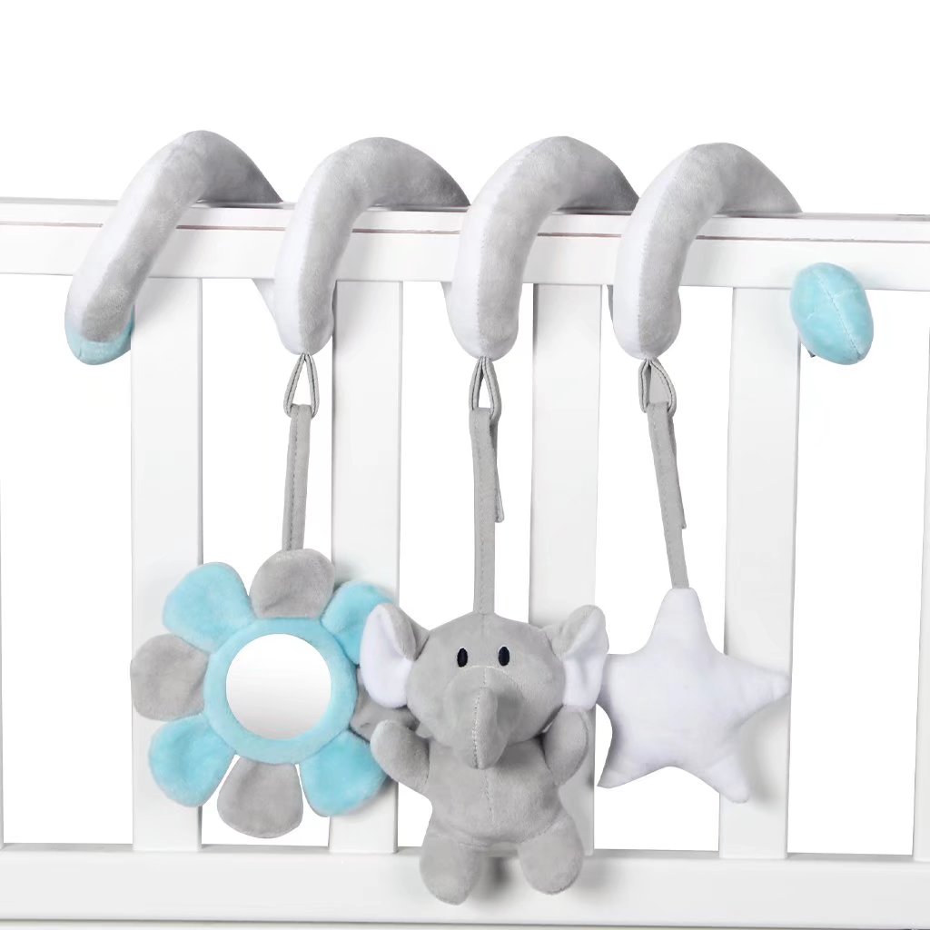 AIPINQI Baby Toys，Spiral Plush Rattle Toys for Car Seat Stroller Crib，Gray