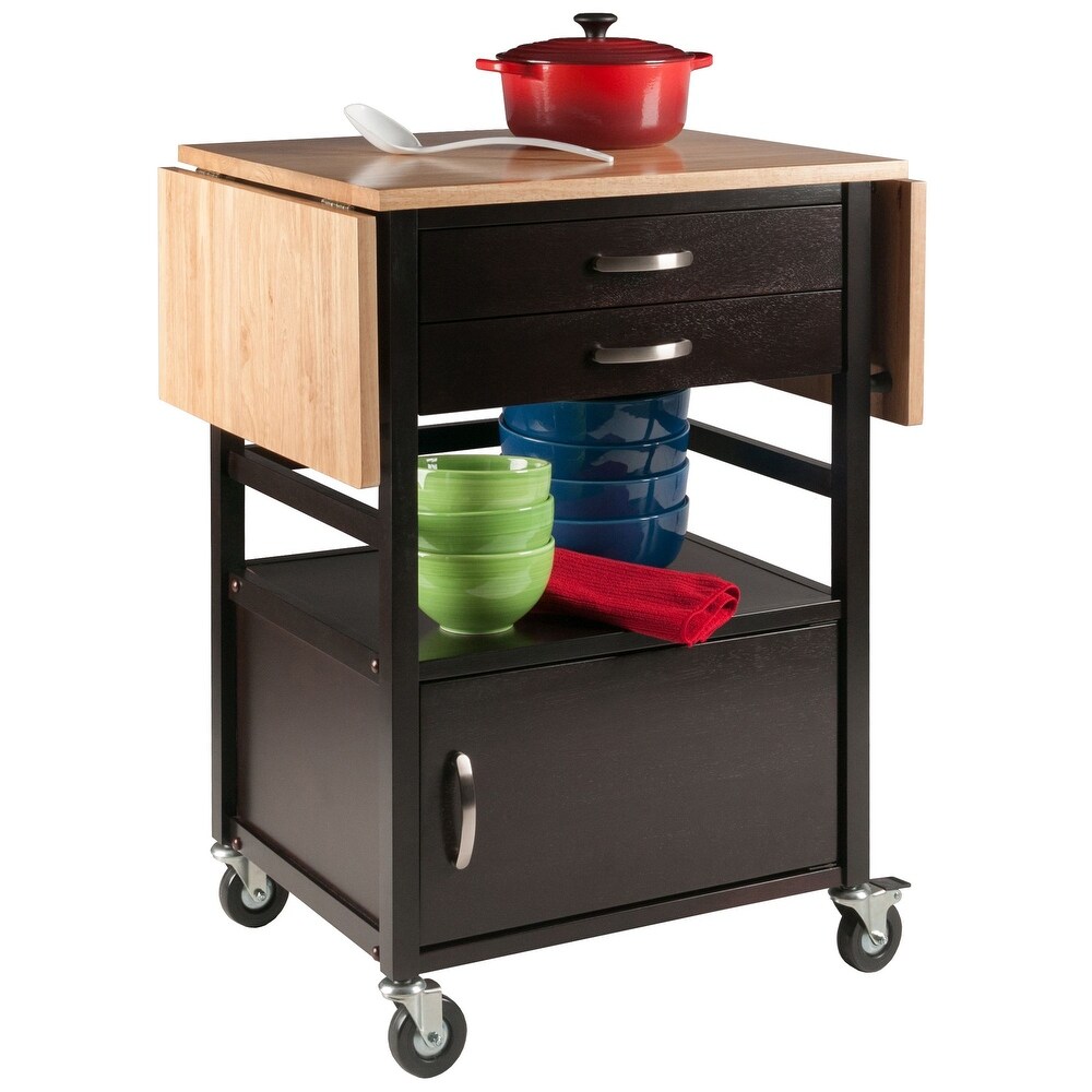 Bellini Kitchen Cart Natural/Coffee Finish