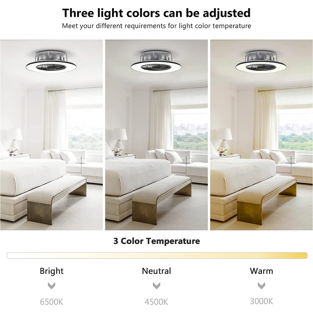 Bladeless Ceiling Fan with Light and Remote Control Low Profile Ceiling Fan 22\