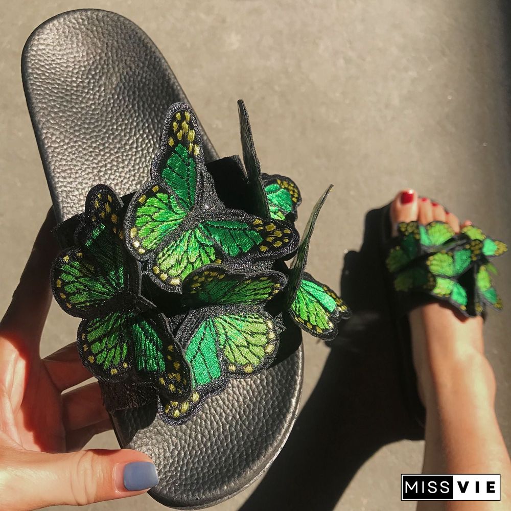 Chic Butterfly Decorated Slipper