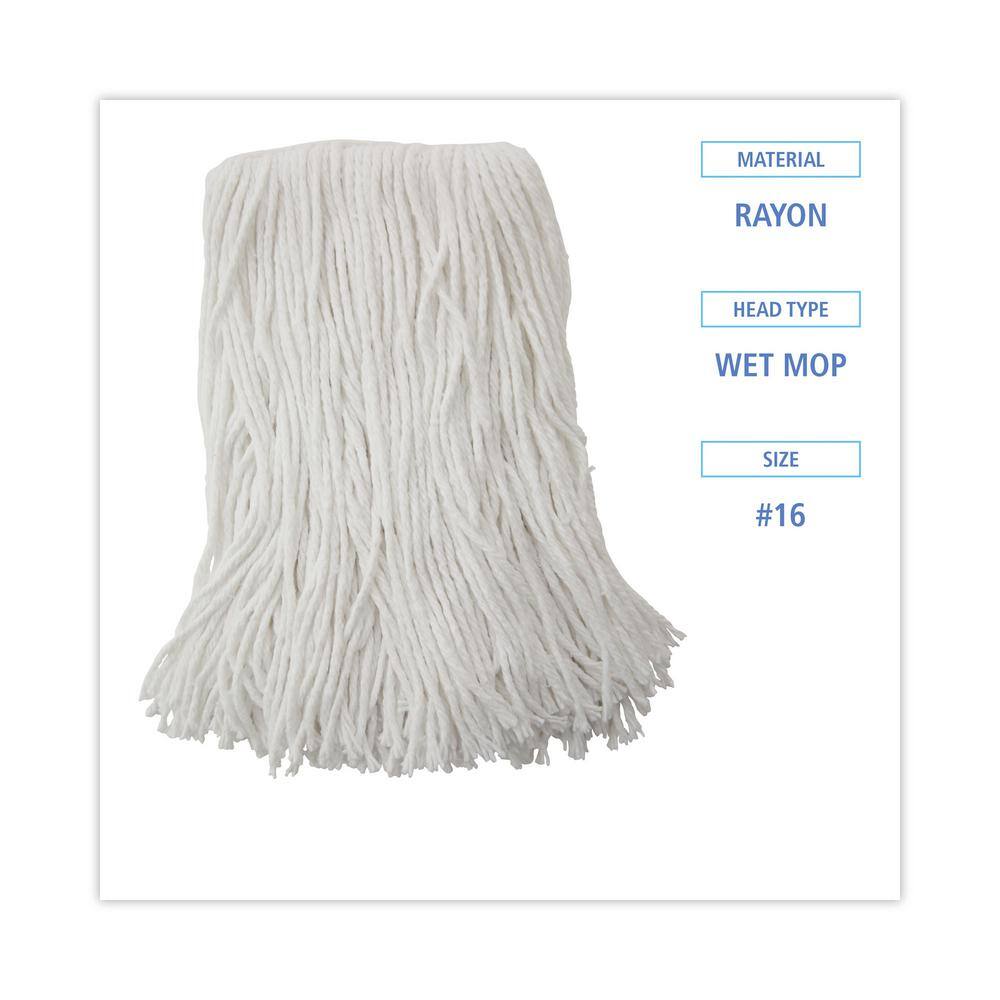 Boardwalk Rayon Fiber Cut-End String Mop Mop Head Value Standard Head Size No. 16 White (12-Carton) BWK2016R