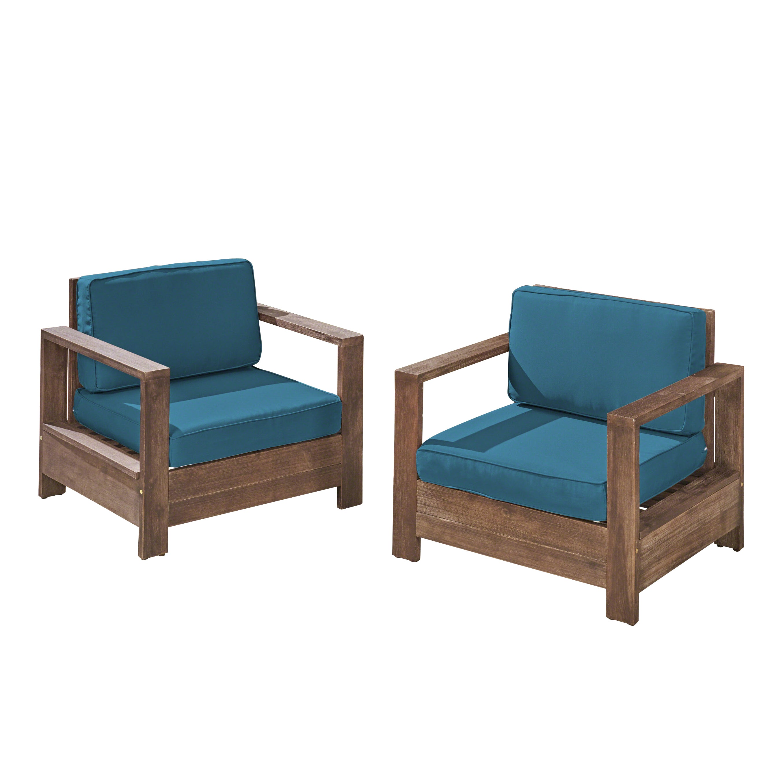 Lily Outdoor Acacia Wood Club Chairs (Set of 2)