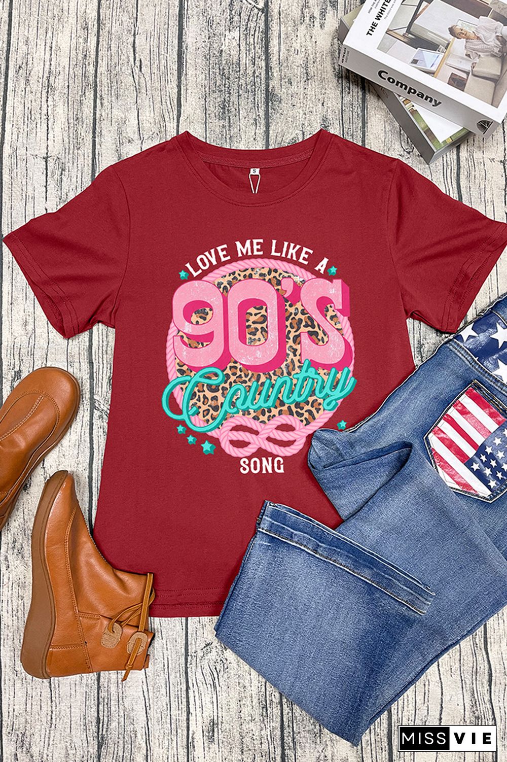 Love Me Like A 90's Country Song Short Sleeve Graphic Tee Wholesale