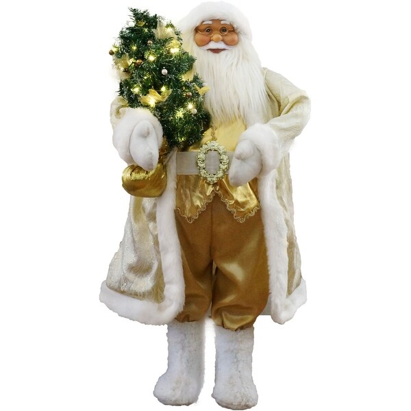 Christmas Time 3Ft. Music，Lights，and Motion Santa Claus with Prelit Christmas Tree，Animated Indoor Holiday Home Decor