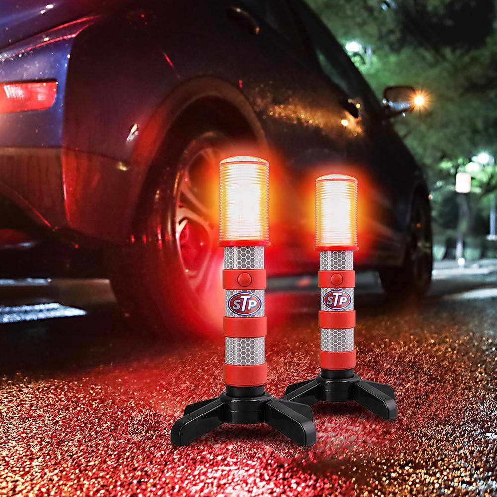 STP Emergency LED Road Flares 3 Separate Lighting Modes Battery-Powered (2-Pack) SEL1-1000-RES