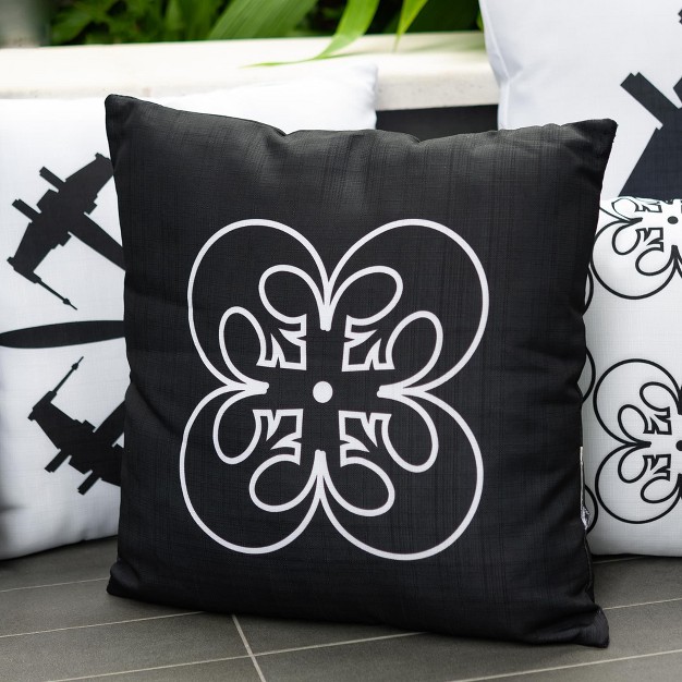 Black Square Outdoor Pillow