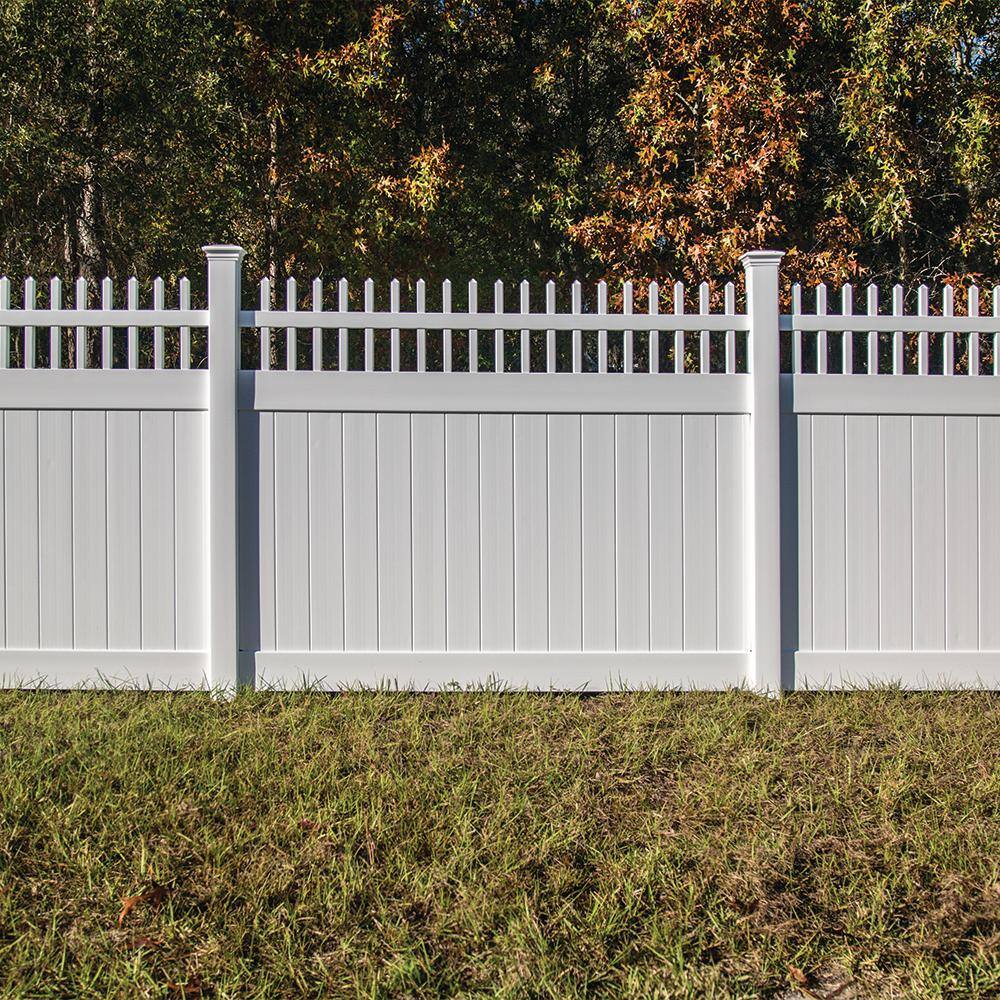 Barrette Outdoor Living Carson 6 ft. x 8 ft. White Vinyl Open Picket Top Fence Panel 73040126