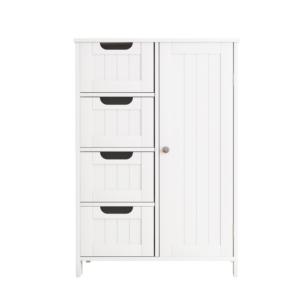 Bathroom Storage Cabinet Floor Cabinet with Adjustable Shelf  Drawers