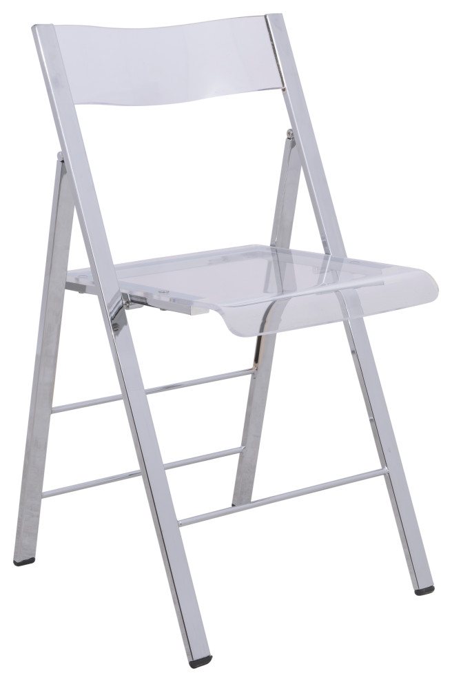 LeisureMod Menno Modern Acrylic Folding Chair Clear   Contemporary   Folding Chairs And Stools   by Uber Bazaar  Houzz