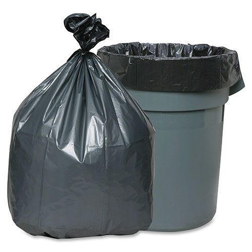 Genuine Joe Black Flat-Bottom Trash Bags | 55 Gallon， 39