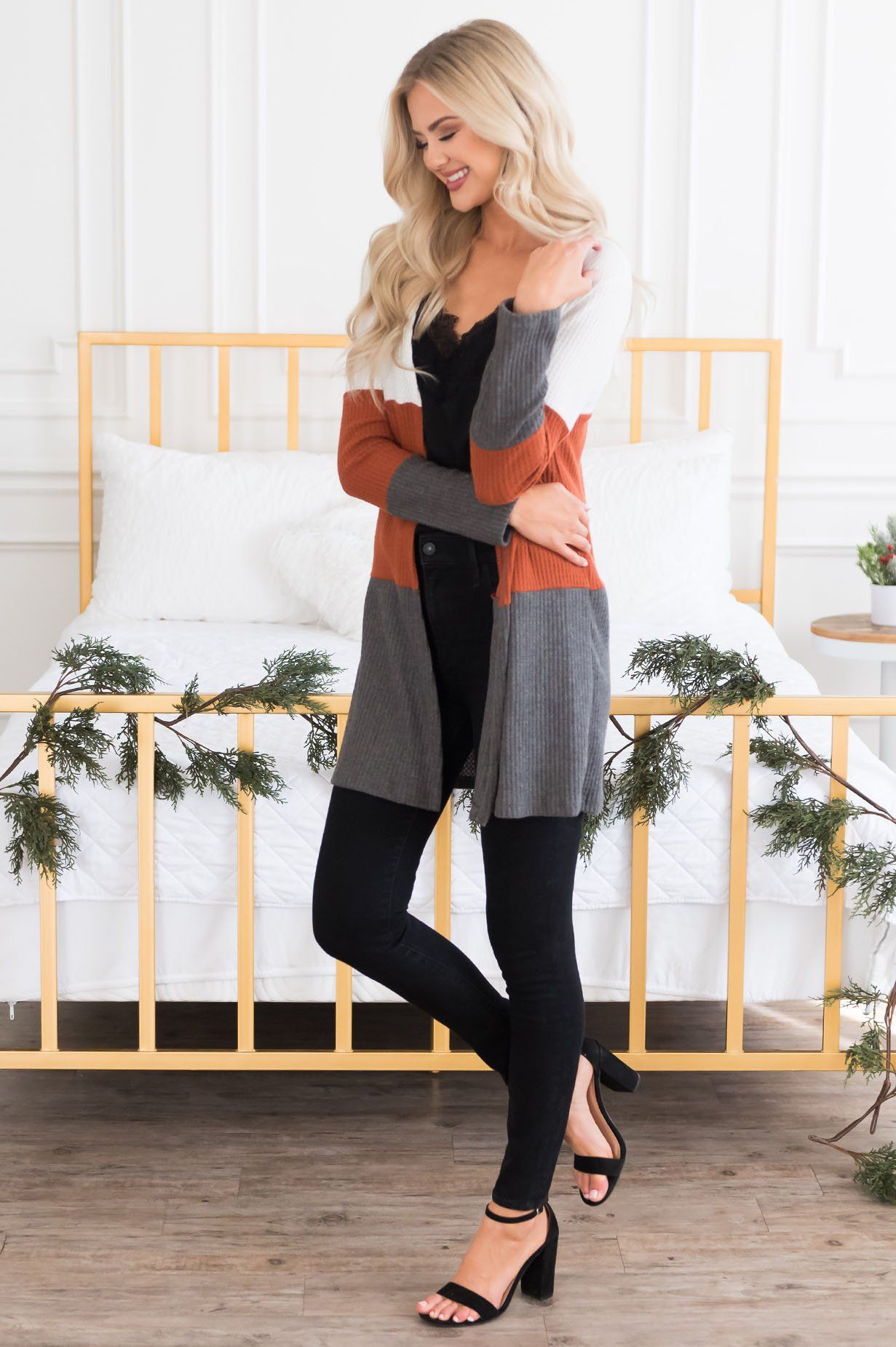 Candy Corn Modest Thermal Cardigan