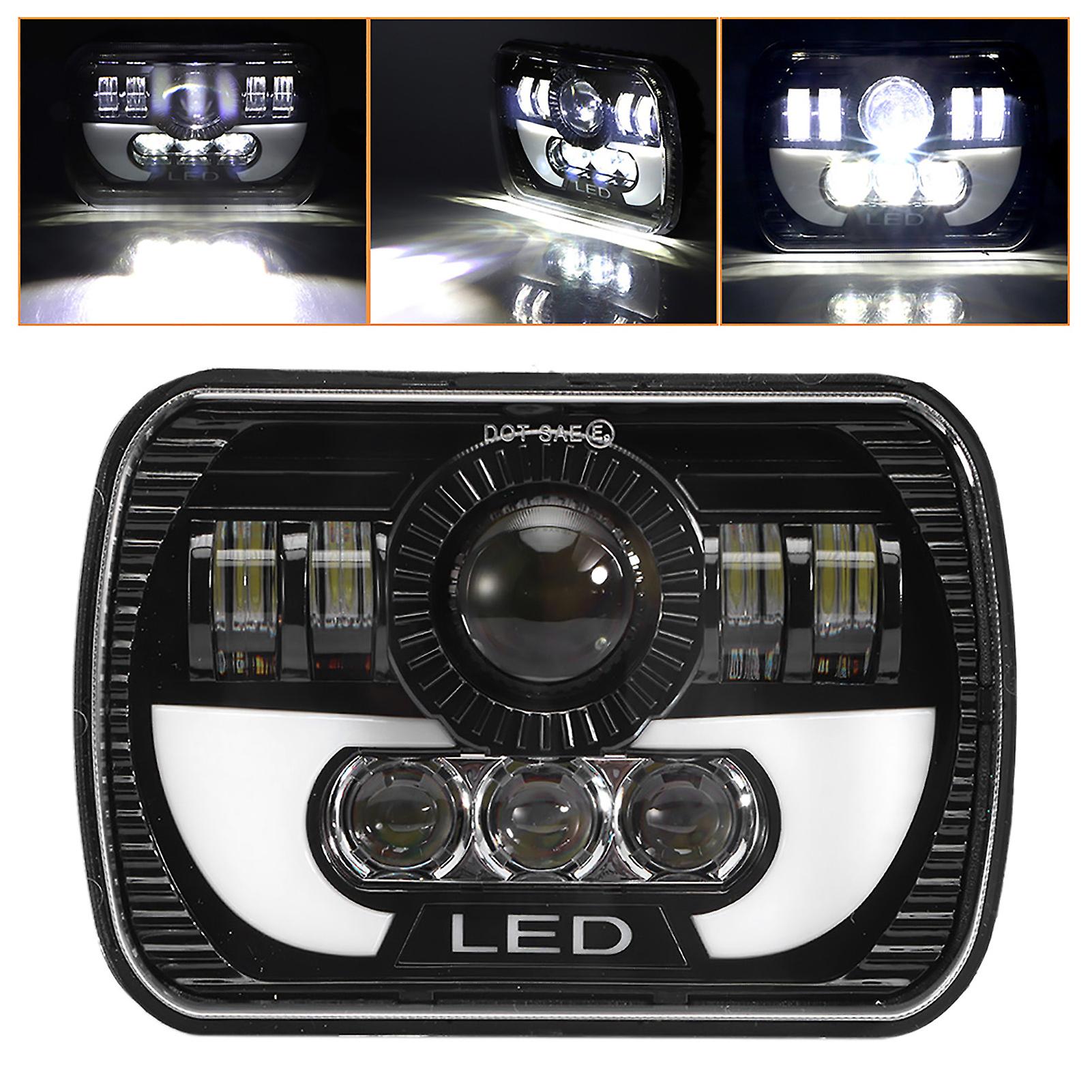 5x7in Universal Headlight 90w Led Square Light High/low Beam Headlamp Waterproof