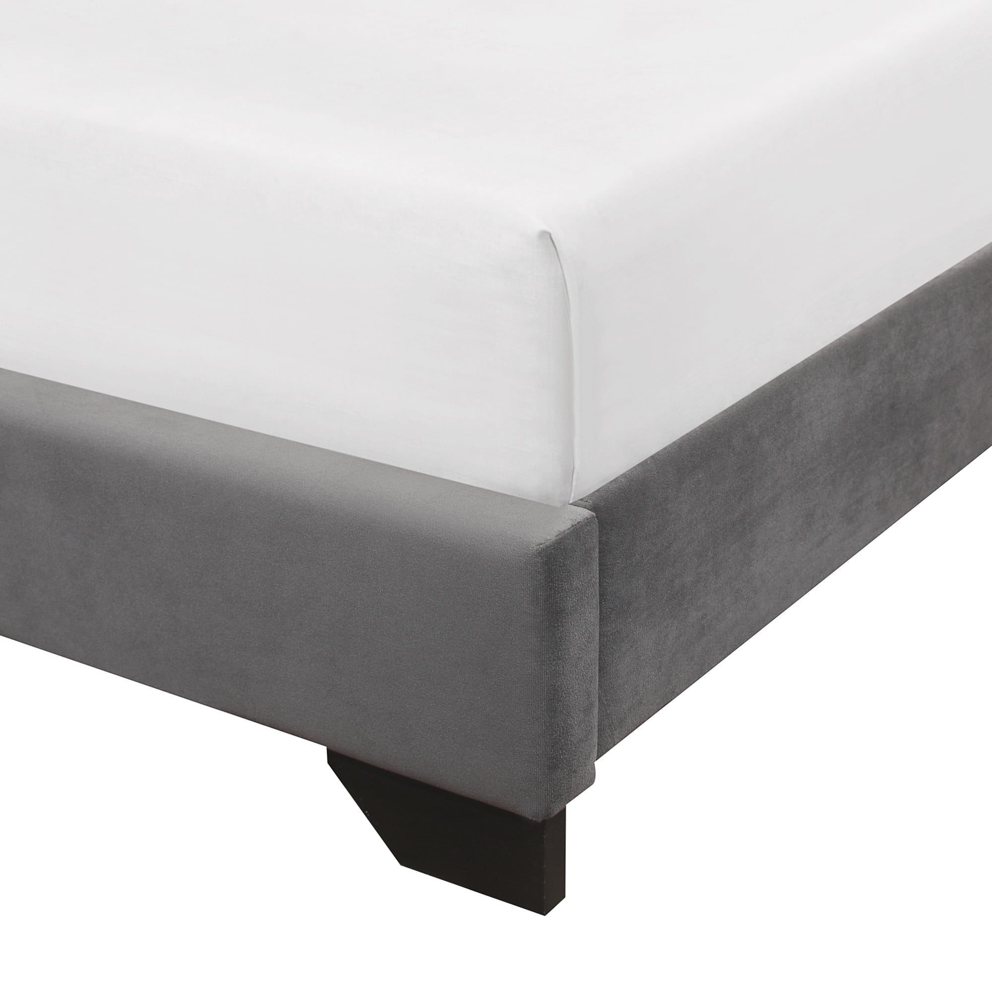 Edie Upholstered Queen Horizonal Tuft Platform Bed, Charcoal