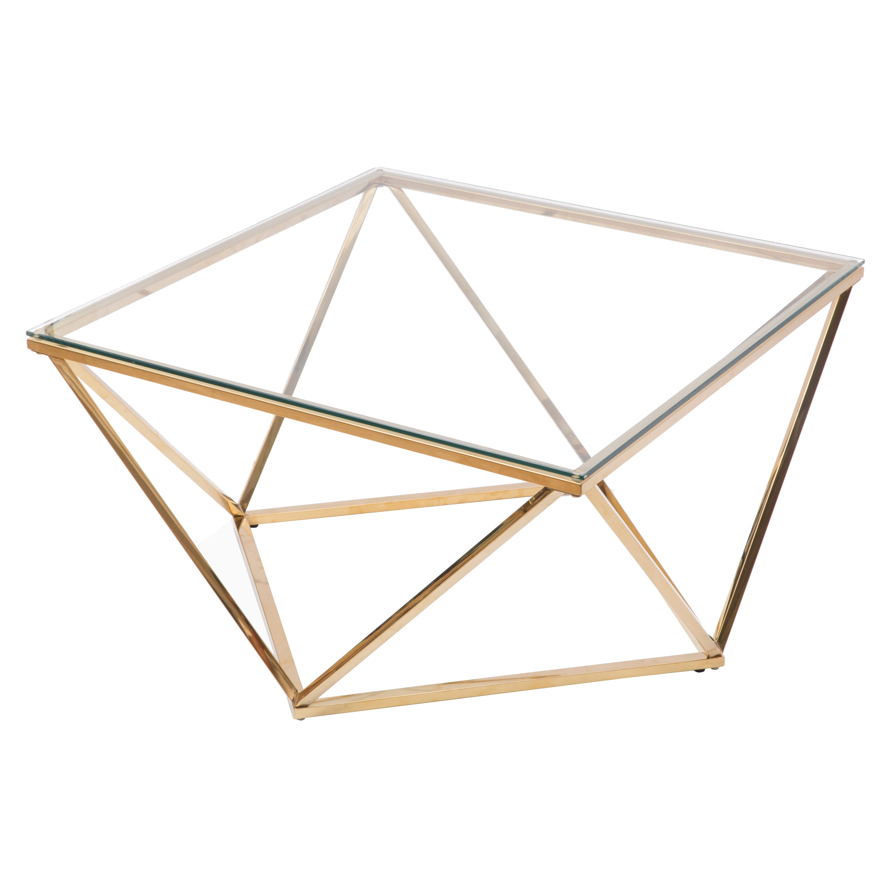 Diamond Shaped Glass Modern Stainless Steel Metal Coffee Table