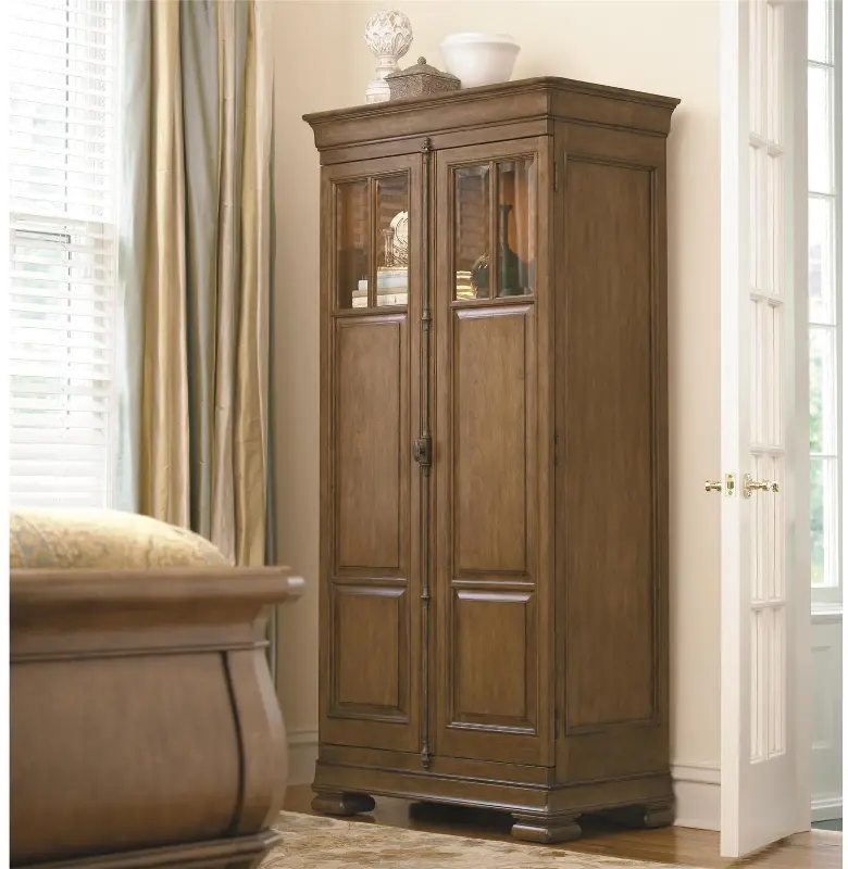 Modern Eclectic Cognac Brown Tall Cabinet