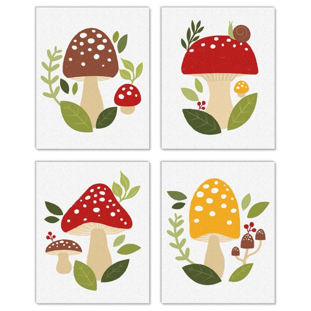 Big Dot Of Happiness Wild Mushrooms Unframed Red Toadstool Decor Linen Paper Wall Art Set Of 4 Artisms 8 X 10 Inches