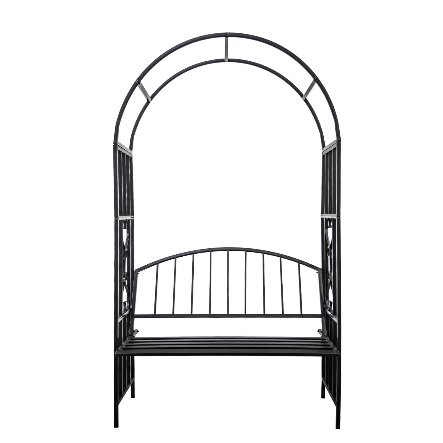 Kinbor 7' Garden Steel Arch with Seat Trellis for Climbing Plant