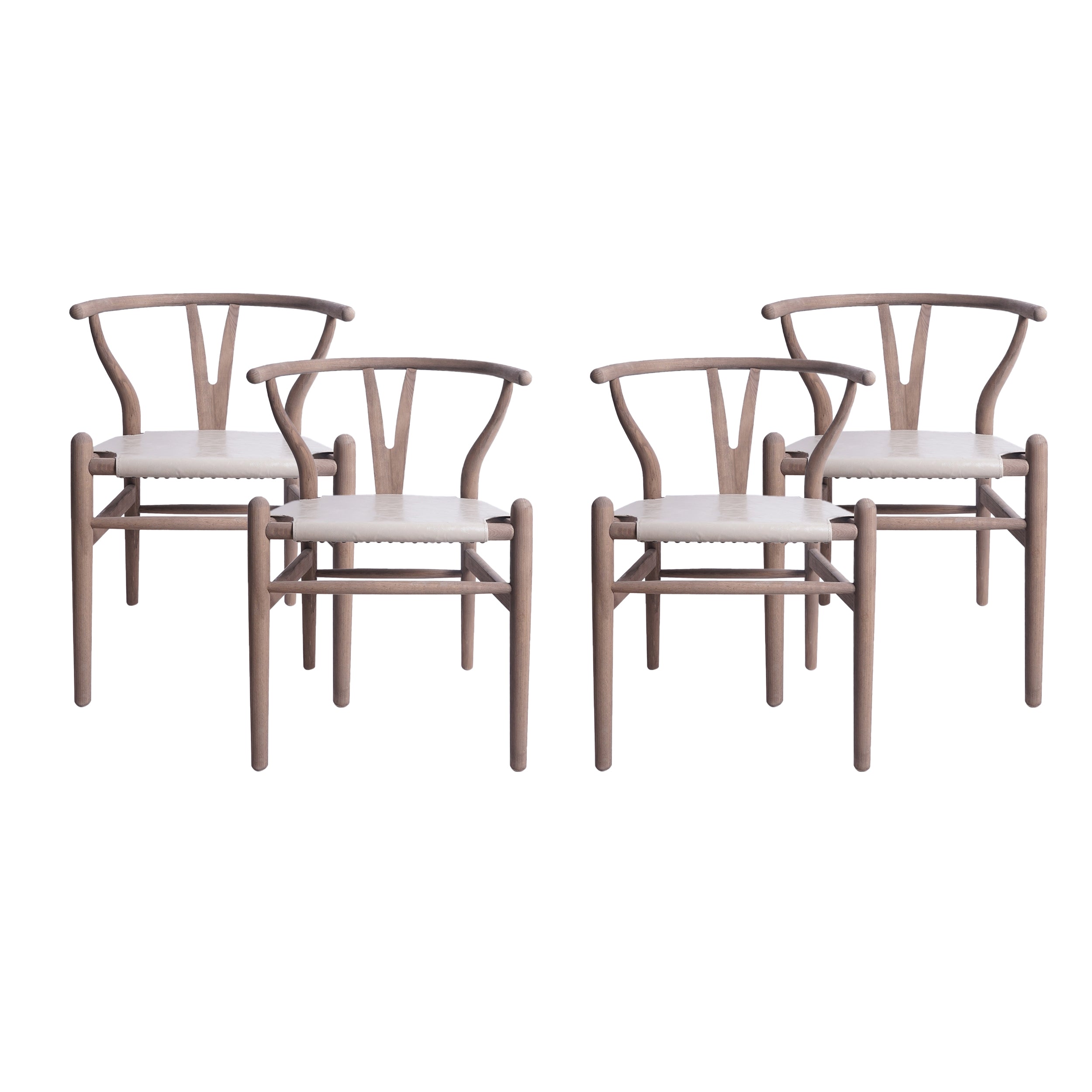 Quince Mid Century Boho Ash Wood Dining Chairs, Set of 4