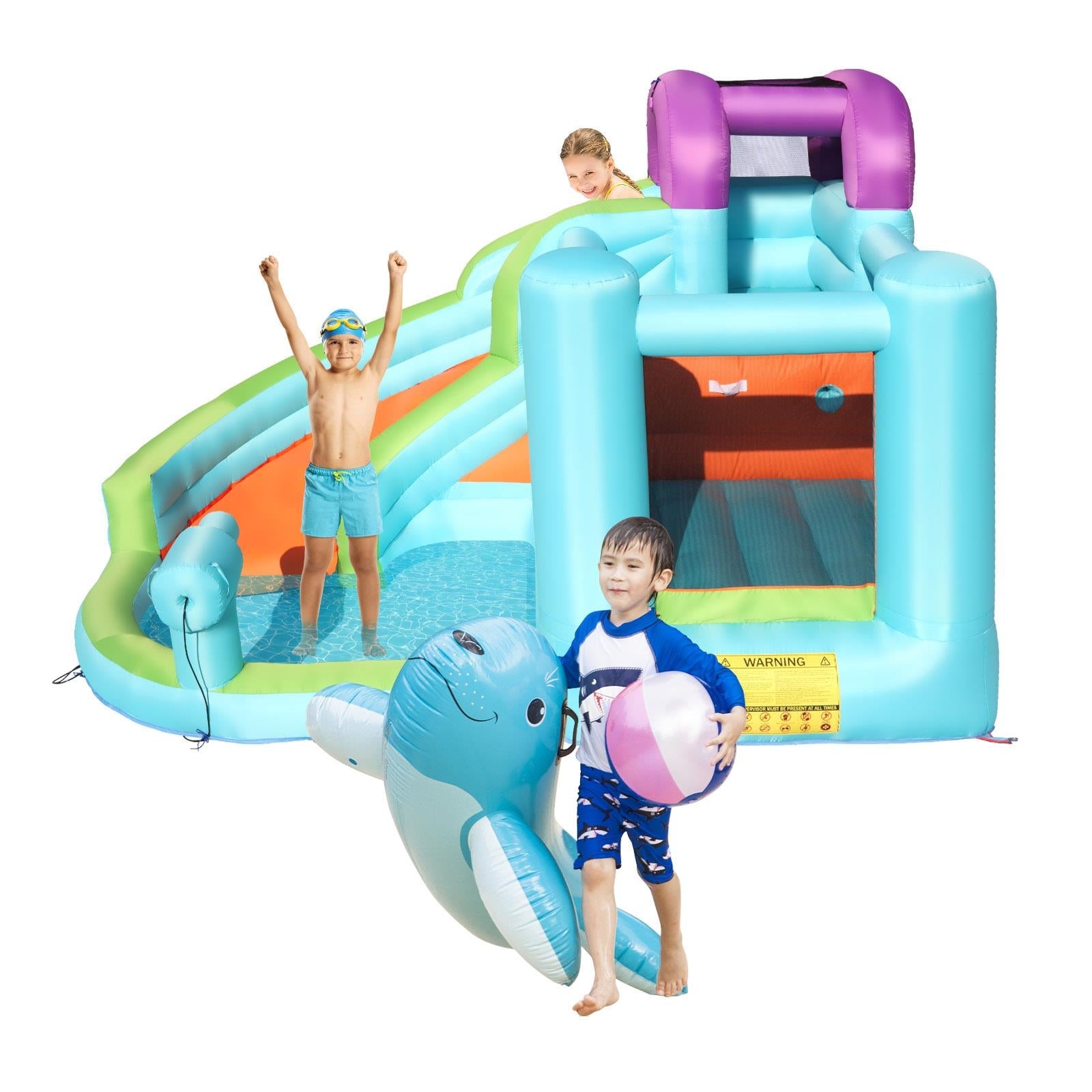 SalonMore Kids Inflatable Bounce House Slide Jumper Castle with Water Pool(Without Blower)